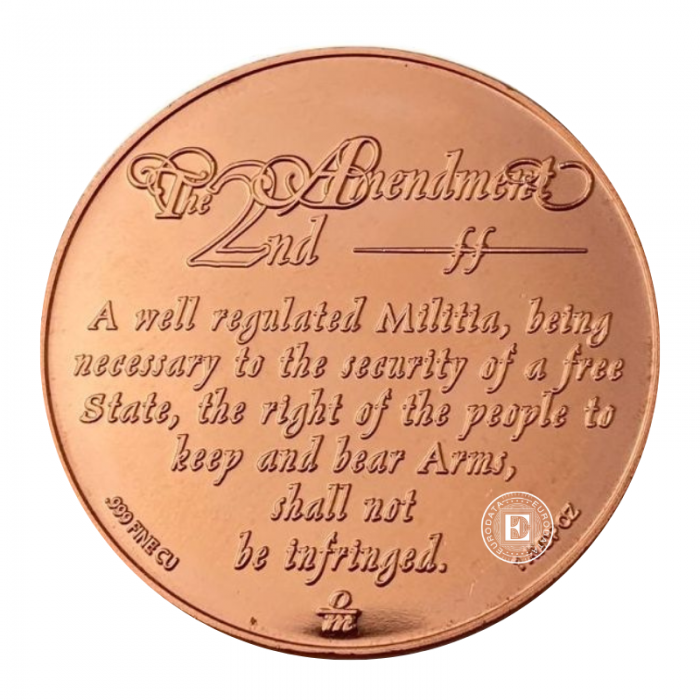 1 oz (31.10 g) miedziana moneta round Skull Protect 2nd Amendment, USA random year