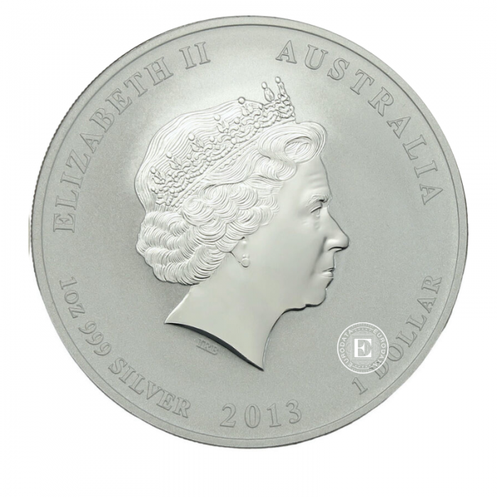 1 oz (31.10 g) silver coin Lunar II - Year of  Snake, Australia 2013 (partial gold plated)