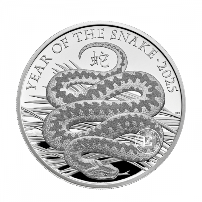 1 oz (31.10 g) sidabrinė PROOF moneta Gyvatės metai, Didžioji Britanija 2025 (su sertifikatu)