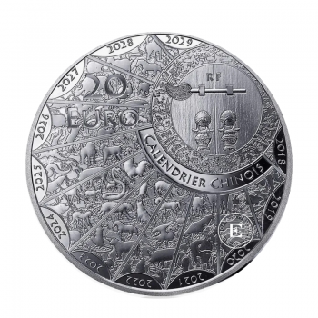 20 Eur (31.10 g) sidabrinė PROOF moneta Lunar - Gyvatė, Prancūzija 2025 (su sertifikatu)