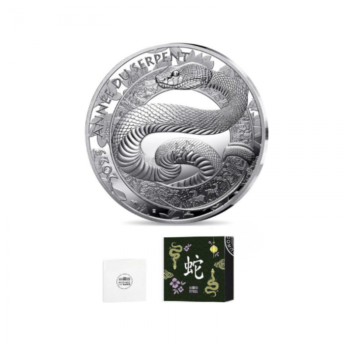 20 Eur (31.10 g) srebrna PROOF moneta Lunar - Snake, Francja 2025 (z certyfikatem) 