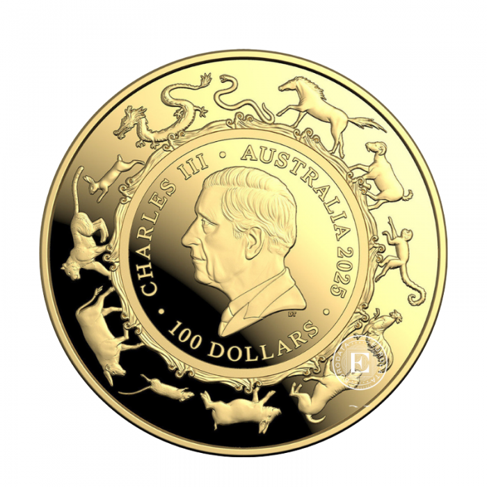 1 oz (31.10 g) auksinė PROOF moneta - Lunar RAM - Gyvatės metai, Australija 2025