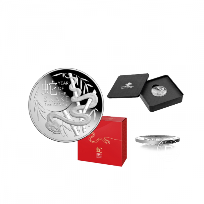 1 oz (31.10 g) sidabrinė PROOF moneta - Lunar RAM - Gyvatės metai, Australija 2025