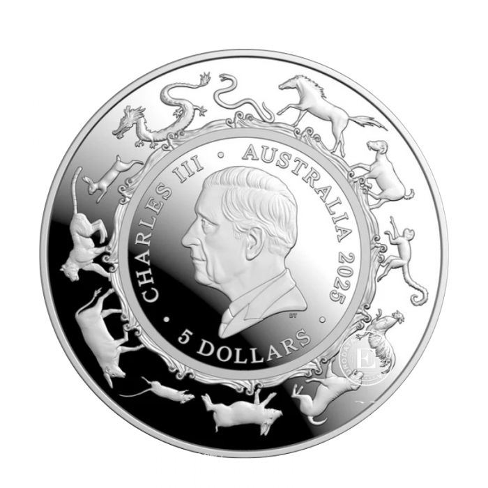 1 oz (31.10 g) sidabrinė PROOF moneta - Lunar RAM - Gyvatės metai, Australija 2025