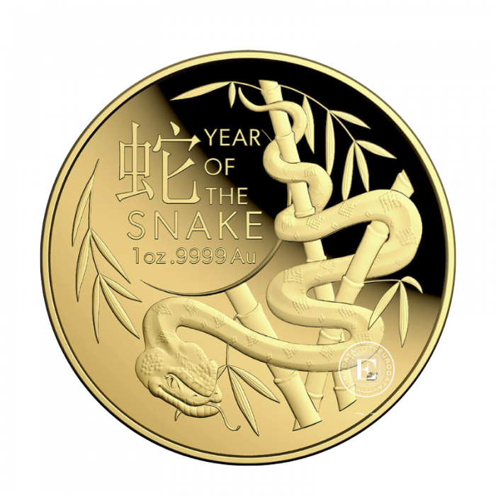 1 oz (31.10 g) auksinė PROOF moneta - Lunar RAM - Gyvatės metai, Australija 2025
