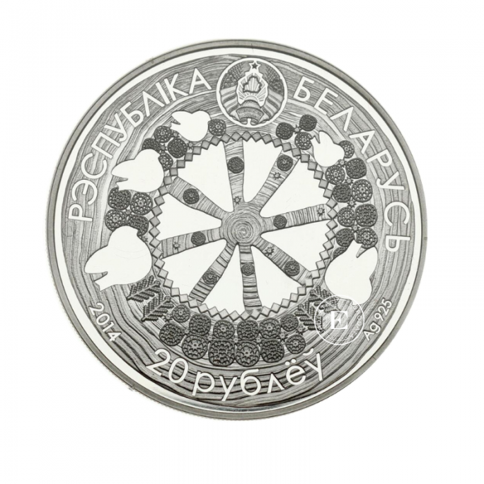 20 roubles (33.62 g) pièce PROOF d'argent Legend of the Bullfinch, Biélorussie 2014