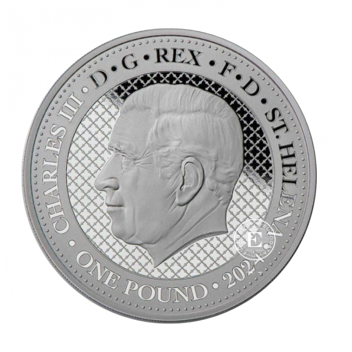 1 oz (31.10 g) sidabrinė moneta The snow leopard, Šv. Helena 2024