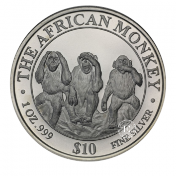 1 oz (31.10 g) sidabrinė moneta Monkey, Somalis 2001