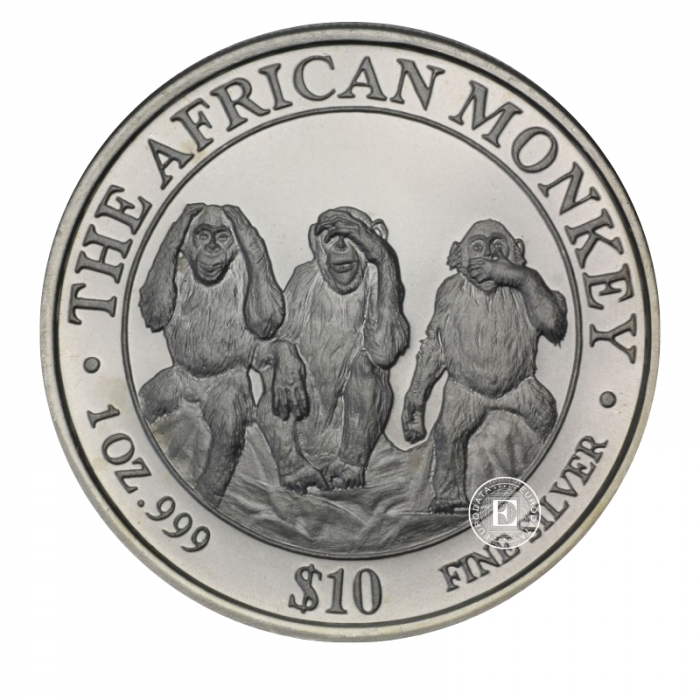1 oz (31.10 g) sidabrinė moneta Monkey, Somalis 2001