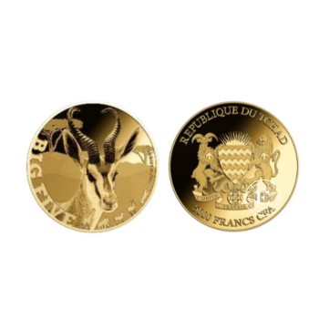 1/200 oz auksinė moneta Big Five – Springbok, Čadas