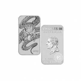 1 oz (31.10 g) pièce d'argent rectangulaire Dragon, Australie 2025
