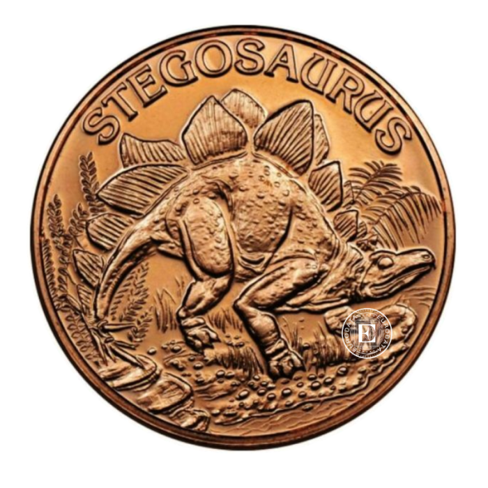1 oz  (31.10 g) pièce de cuivre round Stegosaurus, USA random year