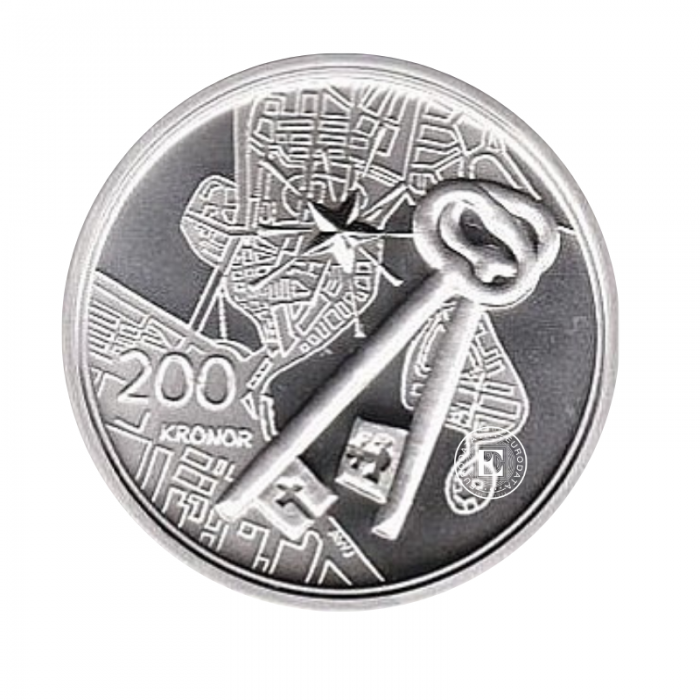 200 kroner (27.03 g) silver PROOF coin Stockholm Castle, Sweden 2004