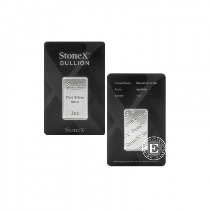 1 oz (31.10 g) sidabro luitas, Stone X 999.9