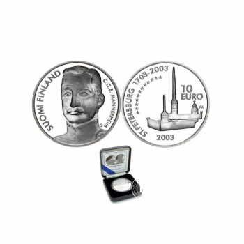 10 Eur (27.4 g) srebrna PROOF moneta Mannerheim, Finlandia 2003