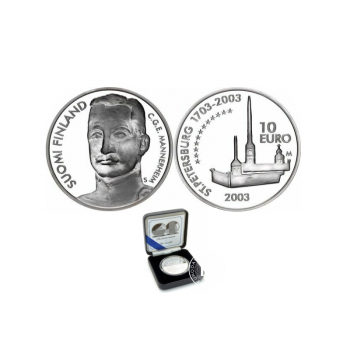 10 Eur (27.4 g) pièce d'argent PROOF Mannerheim, Finlande 2003