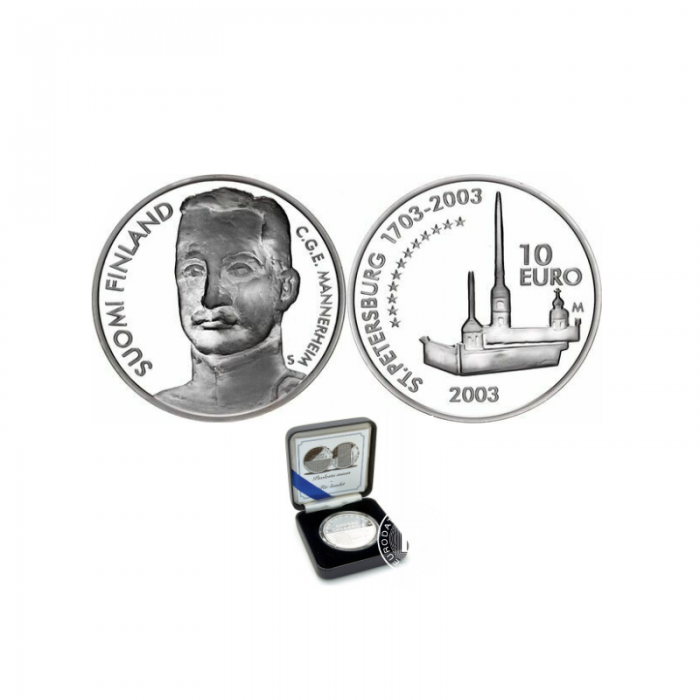 10 Eur (27.4 g) silbermünze PROOF Mannerheim, Finnland 2003