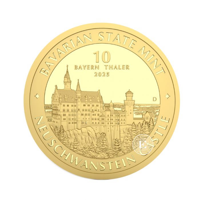 1/10 oz (3.11 g) auksinė moneta Bavarijos taleris – Noišvanšteino pilis, Vokietija 2025