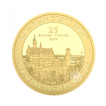 1/4 oz (7.78 g) auksinė moneta Bavarijos taleris – Noišvanšteino pilis, Vokietija 2025