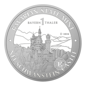 1 oz (31.10 g) sidabrinė moneta Bavarijos taleris – Noišvanšteino pilis, Vokietija 2026