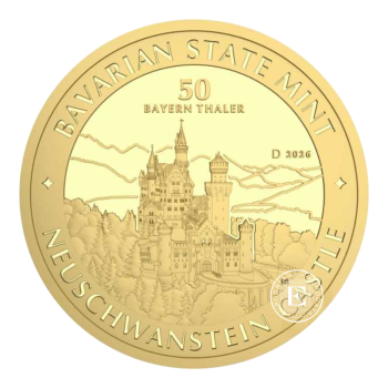 1/2 oz (15.55 g)  gold coin Bavaria Thaler - Neuschwanstein Castle, Germany 2026