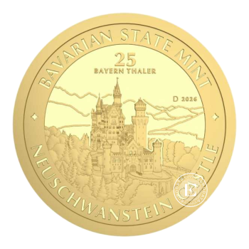 1/4 oz (7.78 g) auksinė moneta Bavarijos taleris – Noišvanšteino pilis, Vokietija 2026