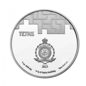 1 oz (31.10 g) sidabrinė moneta Tetris, Niujė 2021