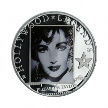 1 oz (31.10 g) sidabrinė PROOF spalvota moneta Holivudo legendos - Elizabeth Taylor, Kuko Salos 2011