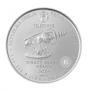 1 oz (31.10 g) sidabrinė moneta Nikola Tesla - Teleforce, Serbija 2020