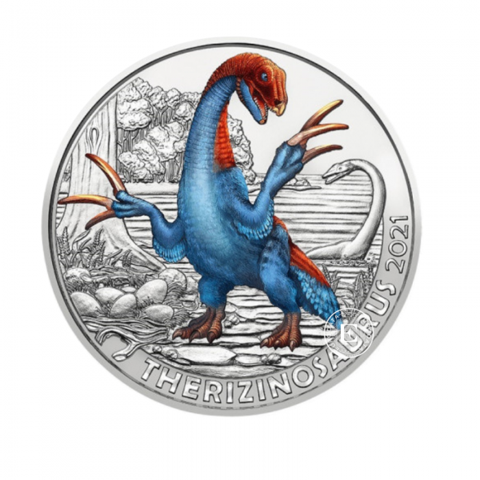3 Eur moneta kolorowa Therizinosaurus, Austria 2021