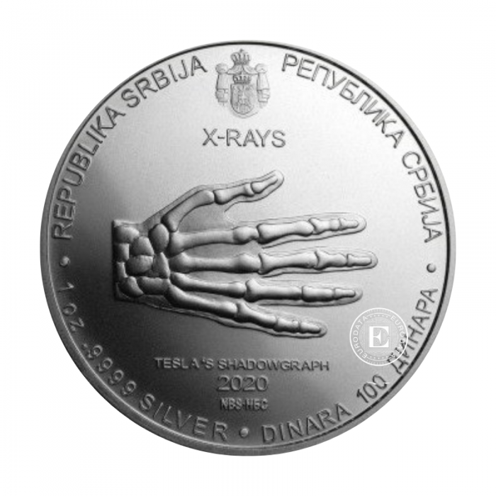 1 oz (31.10 g) srebrna moneta Nikola Tesla, Serbia 2020