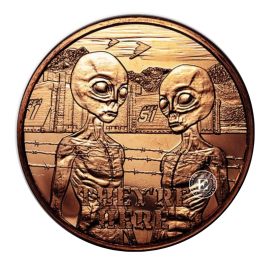 1 oz copper round Area 51 They're Here, USA (random year)