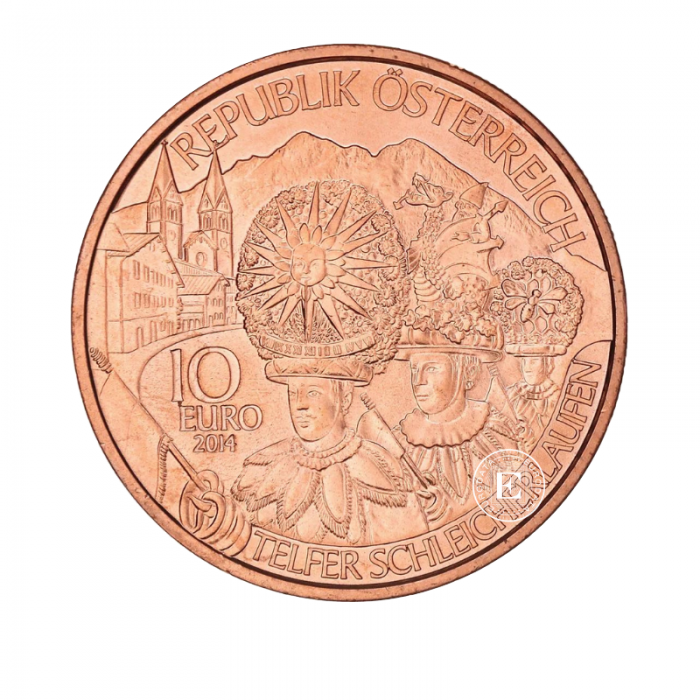 10 Eur copper coin Tirol, Austria 2014