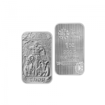 1 oz (31.10 g)  silver bar Norse Gods - Thor, The Royal Mint 999.9