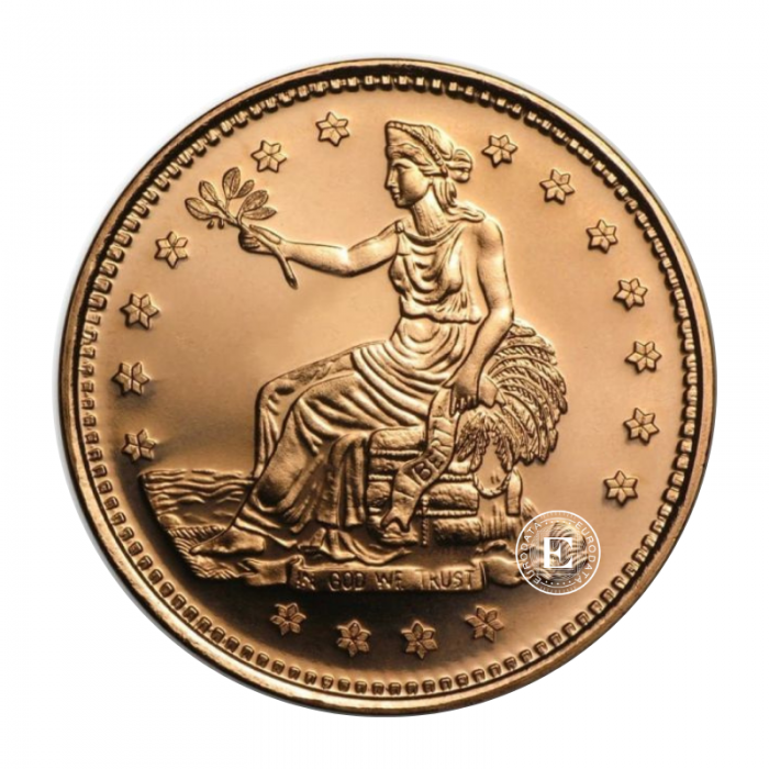 1 oz copper round Trade Dollar, USA (random year)