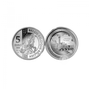 5 Eur (14.60 g) sidabrinė PROOF moneta 185-osios pirmojo traukinio Europoje metinės, Belgija 2020