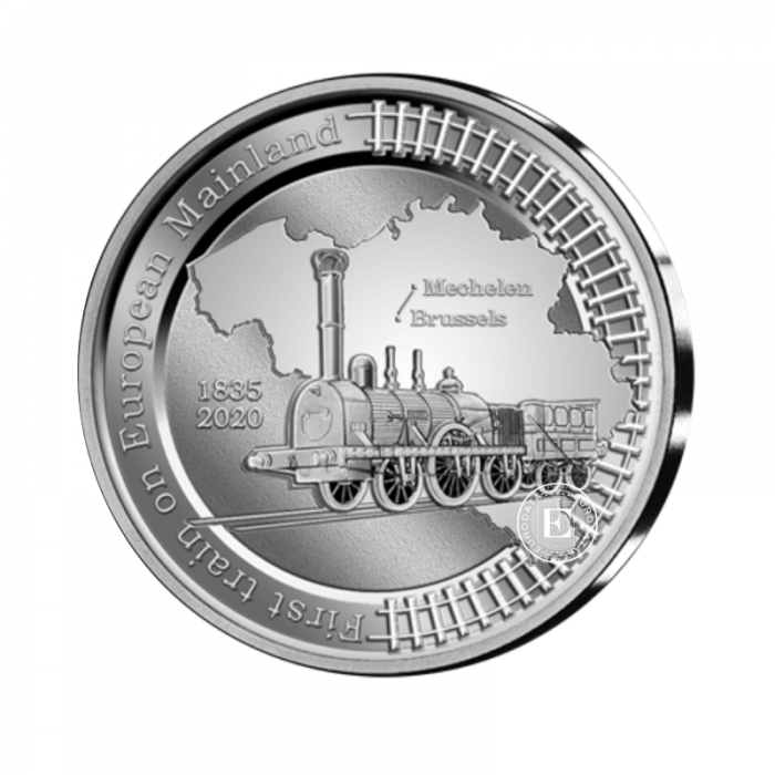 5 Eur (14.60 g) sidabrinė PROOF moneta 185-osios pirmojo traukinio Europoje metinės, Belgija 2020