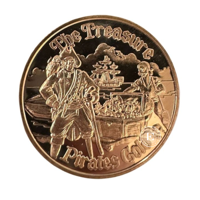 1 oz (31.10 g) miedziana moneta round The Treasure Pirates Gold, USA random year