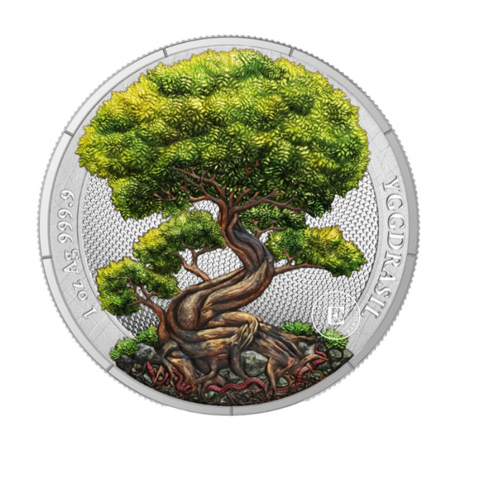 1 oz (31.10 g) sidabrinė spalvota moneta Mythical Forest - Yggdrasil - Summer, Lenkija 2025