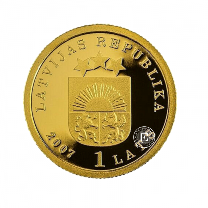 1 lat (1.24 g) gold PROOF coin The Golden Apple Tree, Latvia 2007