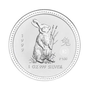 1 oz (31.10 g) sidabrinė moneta Lunar I -  Triušio metai, Australija 1999