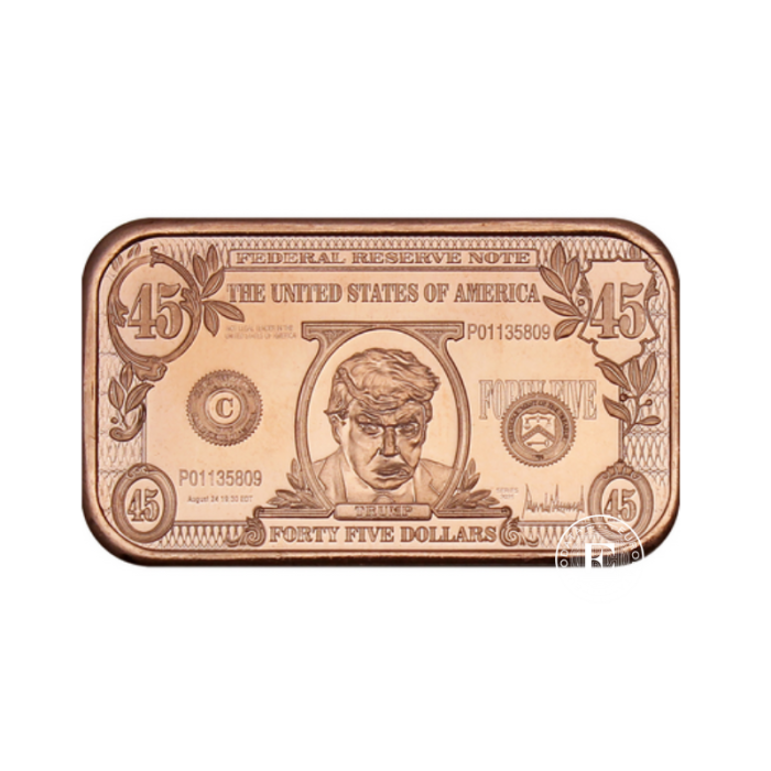 1 oz (31.10 g) vario luitas Donald Tump 45 Banknote, JAV 999