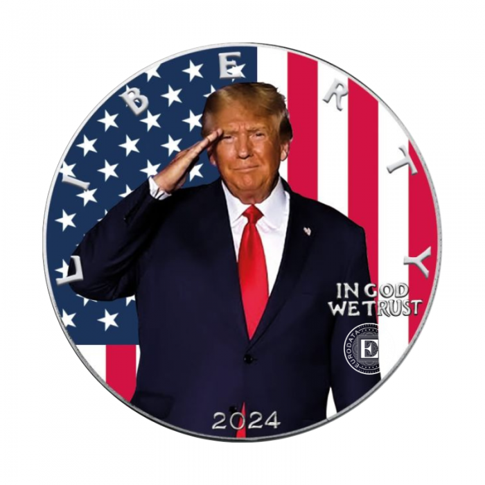 1 oz (31.10 g) srebrna moneta American Eagle - Donald Trump - Army, USA 2024