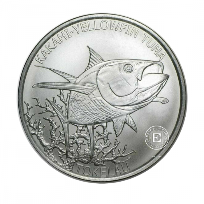 1 oz (31.10 g)  srebrna moneta Kakashi-Yellow Tuna, Tokelau 2014