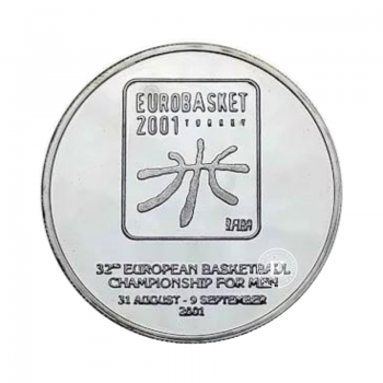 10000000 lirów (31.47 g) srebrna PROOF moneta Eurobasket European Basketball Cup, Turcja 2001