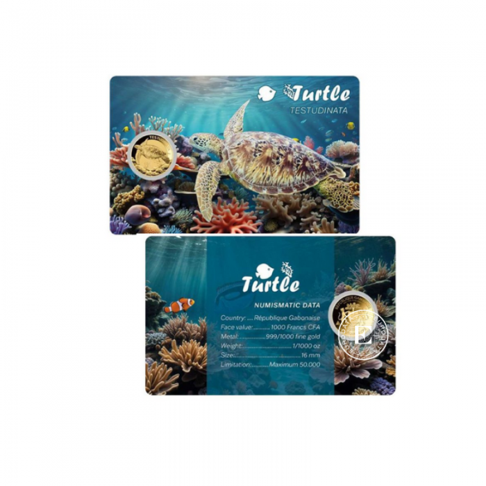 1/1000 oz auksinė moneta kortelėje Turtle, Čadas