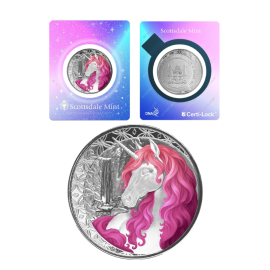 1 oz (31.10 g) sidabrinė spalvota moneta  kortelėje Vienaragis, Fidžis 2025