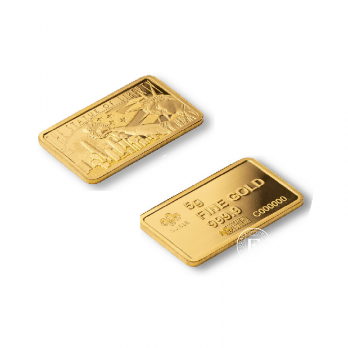 5 g goldbarren Statue of Liberty, PAMP 999.9