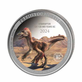 1 oz (31.10 g) sidabrinė spalvota moneta Prehistoric Life II - Utahraptor, Kongo Respublika 2024