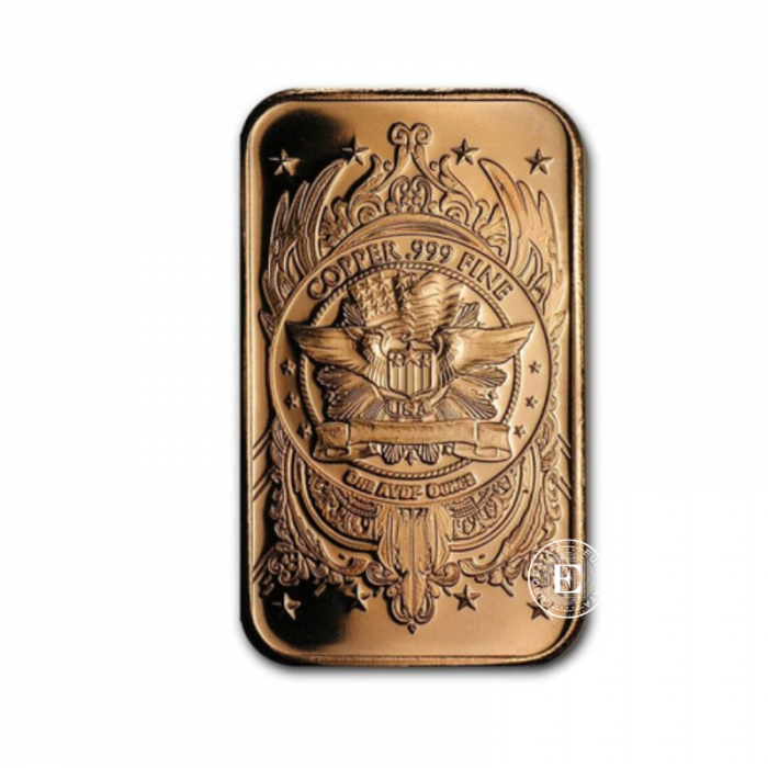1 oz lingot de cuivre Indian Head, USA 999